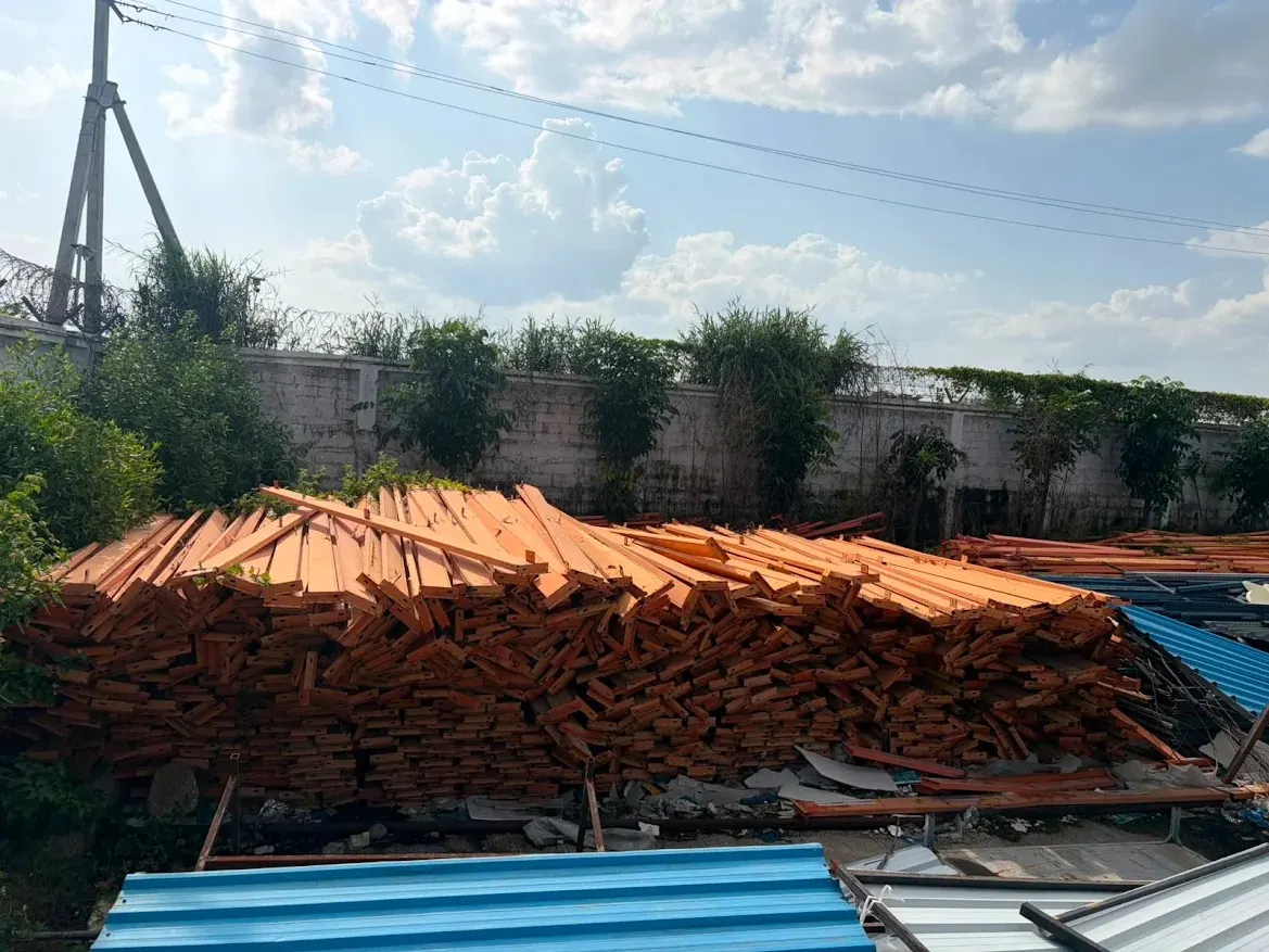Angle and channel steel stacked at the KGN Enterprises yard in Bakaram, Kavadiguda